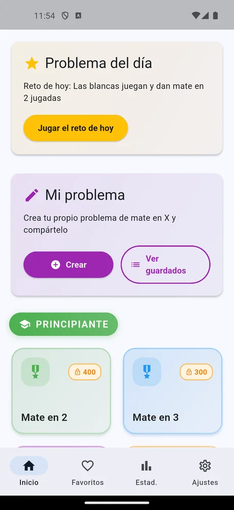 App de problemas de ajedrez: mate en 2, 3, 4, 5