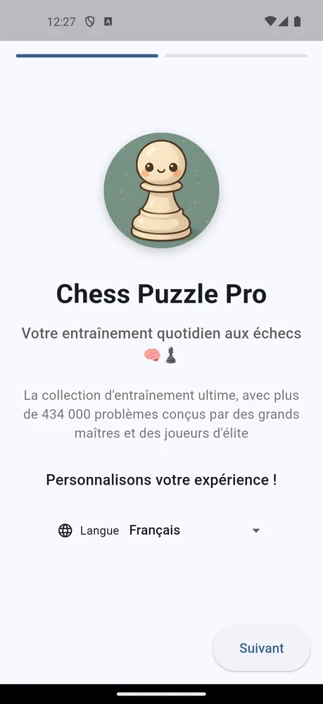 Application de problèmes d'échecs – suivi de progression